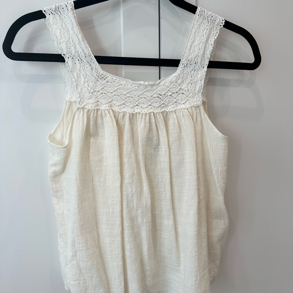 Madewell Cream Crochet Strap Top with Bow Back - Picture 3 of 6